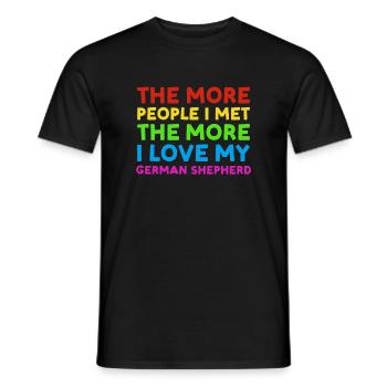 Plus de gens que j’ai rencontrés plus j’aime le berger allemand - T-shirt homme - noir - Devant - AI Model Male 178 light (178cm)
