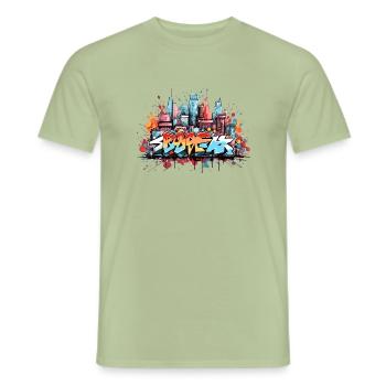 Urban Graffiti Abstract Street Art Clothing - Men's T-Shirt - sage - Front - AI Model Male 178 light (178cm)