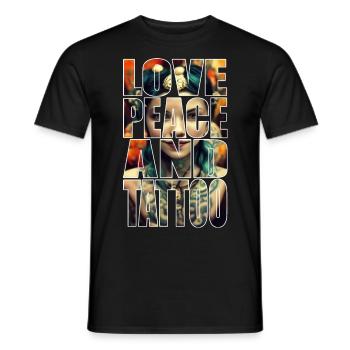 Tattoo Peace Love Girl | Art Design - Men's T-Shirt - black - Front - AI Model Male 178 light (178cm)