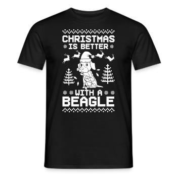 Beagle Dog Puppy Owner Lover Christmas - Men's T-Shirt - black - Front - AI Model Male 178 light (178cm)