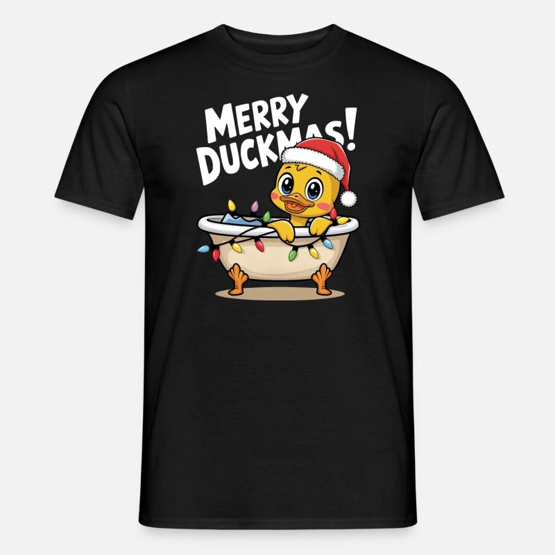 Ente Weihnachten Weihnachtspullover Merry Duckmas - Männer T-Shirt - Schwarz