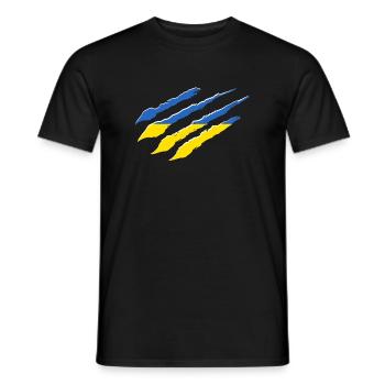 Ukraine Flagge Kratzer Krallen Cut Kratzspur - Männer T-Shirt - Schwarz - Vorne - AI Model Male 178 light (178cm)