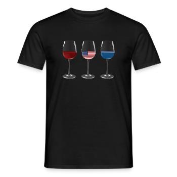 Vétéran US Flag Vine Glass Rouge Blanc & Bleu - T-shirt homme - noir - Devant - AI Model Male 178 light (178cm)
