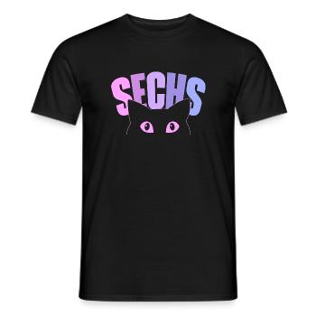 6th birthday girl 6 years old kitten cat - Men's T-Shirt - black - Front - AI Model Male 178 light (178cm)