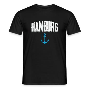 Hamburg, anchor, harbor, pearl - Men's T-Shirt - black - Front - AI Model Male 178 light (178cm)