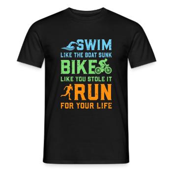 Triathlon - Swim Bike Run - Men's T-Shirt - black - Front - AI Model Male 178 light (178cm)