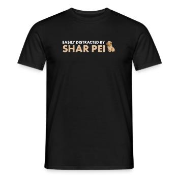 Facilement distrait par Shar Pei - T-shirt homme - noir - Devant - AI Model Male 178 light (178cm)