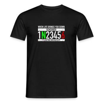 When Life Brings You Down | 1N23456 Motorrad - Männer T-Shirt - Schwarz - Vorne - AI Model Male 178 light (178cm)