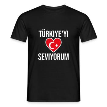 I love Turkey Türkiye'yi seviyorum love Turkey - Men's T-Shirt - black - Front - AI Model Male 178 light (178cm)