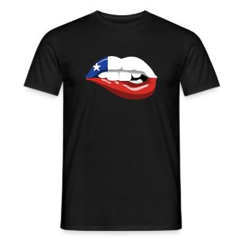 Chile Flag Lips South America Chilean Flag - Men's T-Shirt - black - Front - AI Model Male 178 light (178cm)
