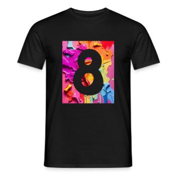 NO. 8 NUMBER 8 COLORFUL 8TH BIRTHDAY - Men's T-Shirt - black - Front - AI Model Male 178 light (178cm)