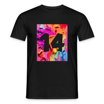 NR. 14 NUMMER 14 BUNT 14. GEBURTSTAG - Männer T-Shirt - Schwarz - Vorne - AI Model Male 178 light (178cm)
