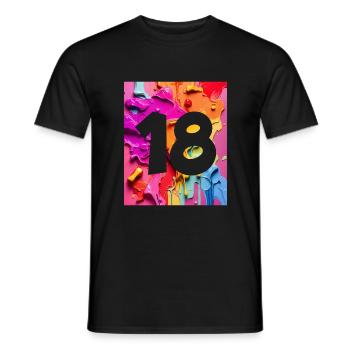 NON. 18 NUMÉRO 18 COLORÉ 18E ANNIVERSAIRE - T-shirt homme - noir - Devant - AI Model Male 178 light (178cm)