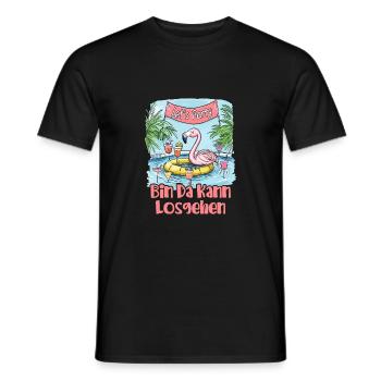 Bin Da Kann Losgehen Flamingo Party Saufshirt - Männer T-Shirt - Schwarz - Vorne - AI Model Male 178 light (178cm)