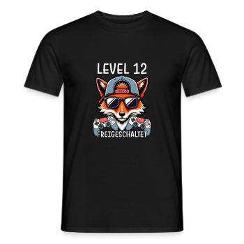 Level 12 Freigeschaltet Gamer Geburtstag Gaming - Männer T-Shirt - Schwarz - Vorne - AI Model Male 178 light (178cm)