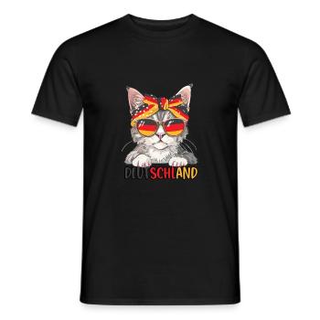Deutschland Katze Fußball Katzenliebhaber - Männer T-Shirt - Schwarz - Vorne - AI Model Male 178 light (178cm)