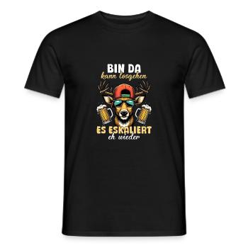 Bin Da Eskaliert Eh Wieder Bier Party Hirsch - Männer T-Shirt - Schwarz - Vorne - AI Model Male 178 light (178cm)