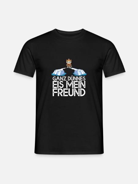 Ganz dünnes Eis mein Freund Katze Eisscholle - Männer T-Shirt - Schwarz