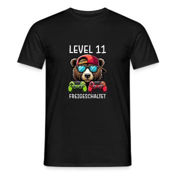 Level 11 Freigeschaltet Gamer Geburtstag Gaming - Männer T-Shirt - Schwarz - Vorne - AI Model Male 178 light (178cm)