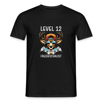 Level 12 Freigeschaltet Gamer Geburtstag Gaming - Männer T-Shirt - Schwarz - Vorne - AI Model Male 178 light (178cm)