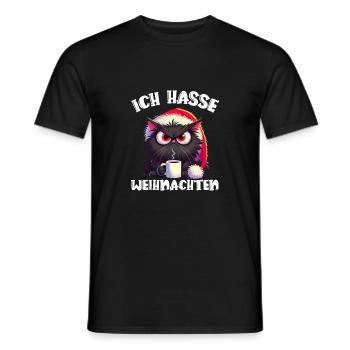 Ich Hasse Weihnachten Weihnachtskatze - Männer T-Shirt - Schwarz - Vorne - AI Model Male 178 light (178cm)
