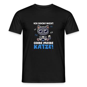 Ich Zocke Nicht Ohne Meine Katze Gaming - Männer T-Shirt - Schwarz - Vorne - AI Model Male 178 light (178cm)