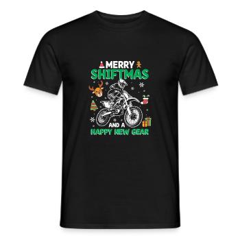 Merry Shiftmas Dirt Bike Santa Happy New Gear Xmas - Männer T-Shirt - Schwarz - Vorne - AI Model Male 178 light (178cm)