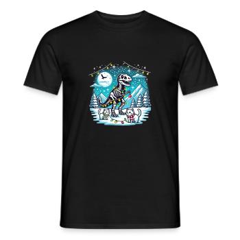 Katzen Skelett-Dino Weihnachten Lichter T-Rex - Männer T-Shirt - Schwarz - Vorne - AI Model Male 178 light (178cm)