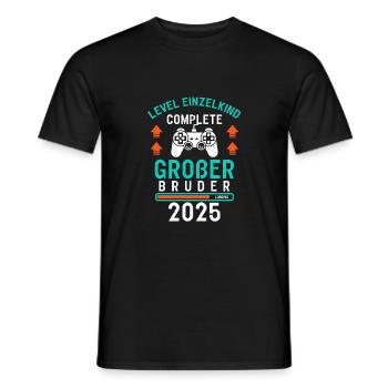 Level Einzelkind Complete Großer Bruder 2025 - Männer T-Shirt - Schwarz - Vorne - AI Model Male 178 light (178cm)