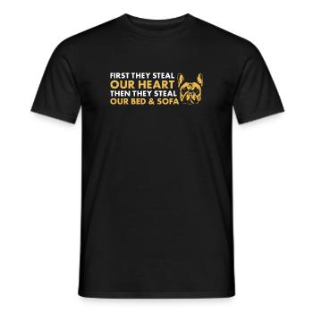 First They Steal Our Heart Bulldog - Men's T-Shirt - black - Front - AI Model Male 178 light (178cm)