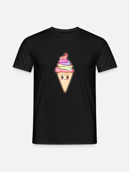 Happy Icecream - Männer T-Shirt - Schwarz