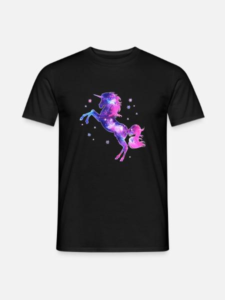 Einhorn unicorn Sterne Fantasy galaxy Universum - Männer T-Shirt - Schwarz