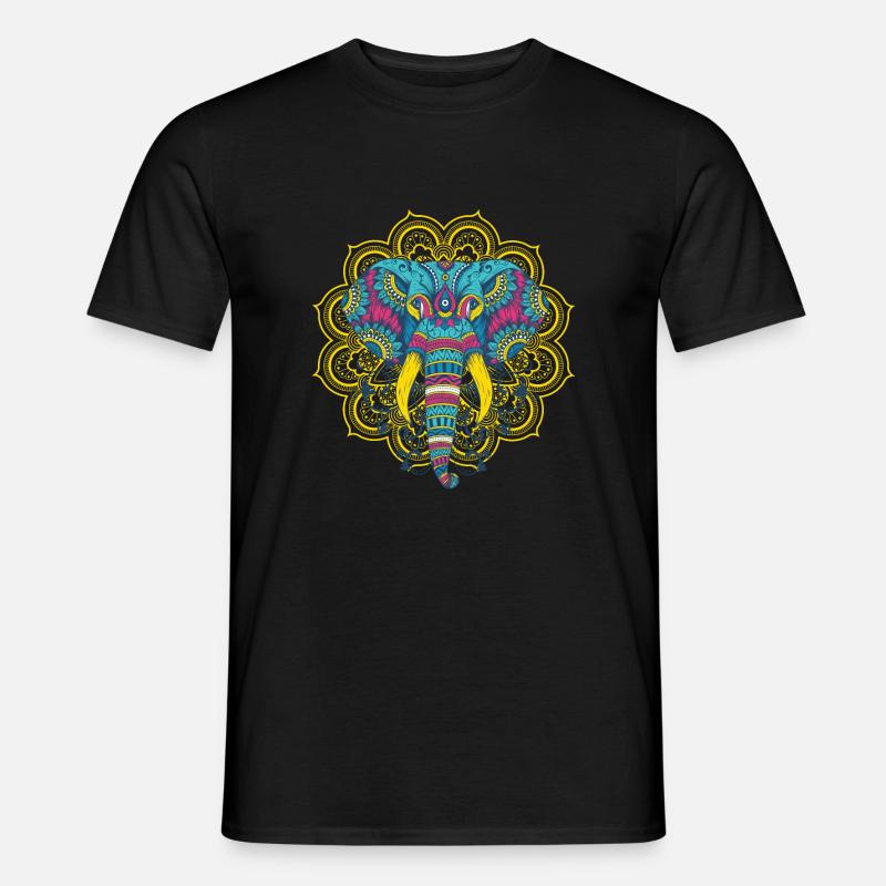 Elefanten-Mandala - Männer T-Shirt - Schwarz