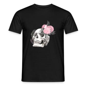 Nuit fleurs gothique goth crâne mort crâne punk - T-shirt homme - noir - Devant - AI Model Male 178 light (178cm)