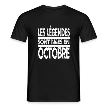 les légendes sont nées en octobre - T-shirt homme - noir - Devant - AI Model Male 178 light (178cm)