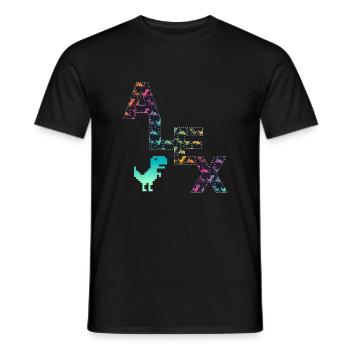 ALEX - Beautiful boy name with cute dinosaurs - Men's T-Shirt - black - Front - AI Model Male 178 light (178cm)
