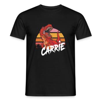 CARRIE - Schöner Mädchen Name mit T-REX Dino - Männer T-Shirt - Schwarz - Vorne - AI Model Male 178 light (178cm)