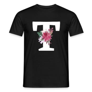 Buchstabe t blumig - Männer T-Shirt - Schwarz - Vorne - AI Model Male 178 light (178cm)
