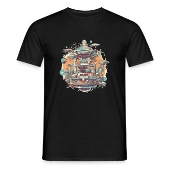 Ville futuriste - T-shirt homme - noir - Devant - AI Model Male 178 light (178cm)