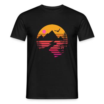 Berge Outdoor Retro - Männer T-Shirt - Schwarz - Vorne - AI Model Male 178 light (178cm)