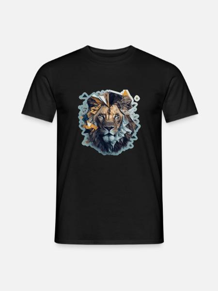 Lion polyart - Männer T-Shirt - Schwarz