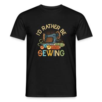 I'd Rather Be Sewing Crafting Sewing Machine - Men's T-Shirt - black - Front - AI Model Male 178 light (178cm)