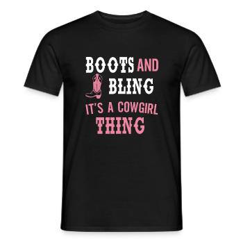 Funny women thing love country life women boots - T-shirt homme - noir - Devant - AI Model Male 178 light (178cm)