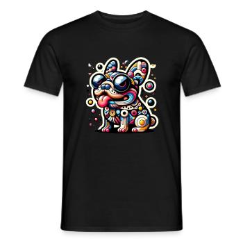 Frenchie bunt - Männer T-Shirt - Schwarz - Vorne - AI Model Male 178 light (178cm)