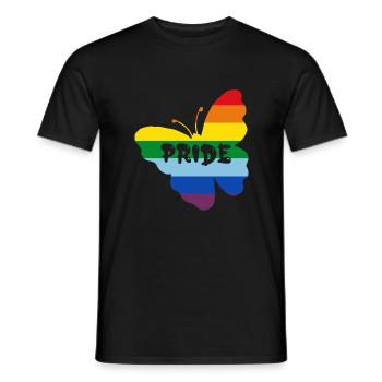 Papillon drapeau arc-en-ciel - T-shirt homme - noir - Devant - AI Model Male 178 light (178cm)