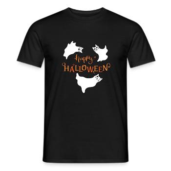 happy halloween ghost kitten - Männer T-Shirt - Schwarz - Vorne - AI Model Male 178 light (178cm)