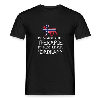 Ich brauche keine Therapie I muss nur zum Nordkapp - Männer T-Shirt - Schwarz - Vorne - AI Model Male 178 light (178cm)