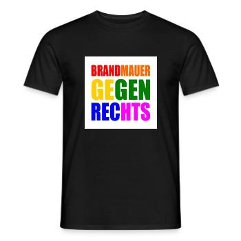 brandmauer gegen rechts - Männer T-Shirt - Schwarz - Vorne - AI Model Male 178 light (178cm)