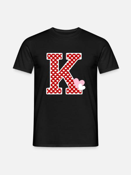 Buchstabe k Herz - Männer T-Shirt - Schwarz