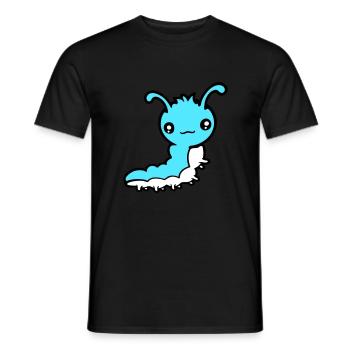 Cute caterpillar small friendly larva worm happy - Men's T-Shirt - black - Front - AI Model Male 178 light (178cm)
